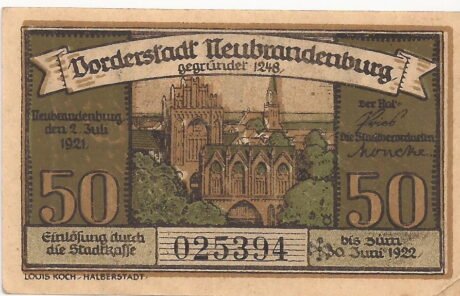 Аверс банкноты 50 fenigów (Niemcy) 1921