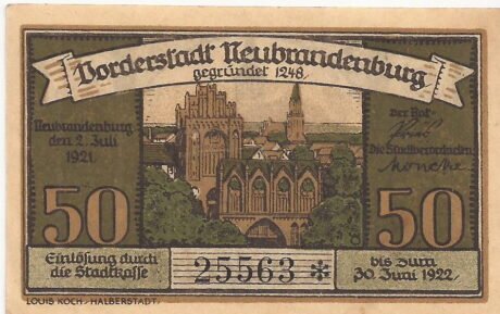 Аверс банкноты 50 fenigów (Niemcy) 1921