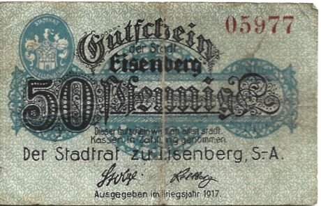 Аверс банкноты 50 fenigów (Niemcy) 1917