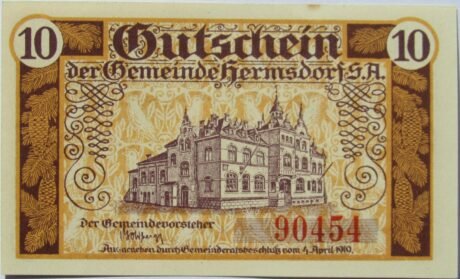 Реверс банкноты 10 пфеннигов (Германия) 1919 года