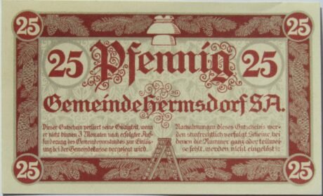 Аверс банкноты 25 пфеннигов (Германия) 1919 года