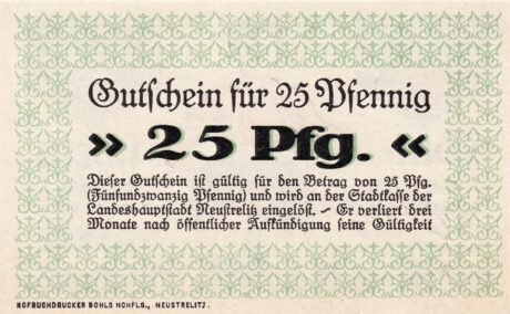 Реверс банкноты 25 пфеннигов (Германия) 1920 года