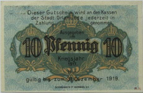 Реверс банкноты 10 пфеннигов (Германия) 1917 года