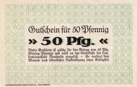 Реверс банкноты 50 fenigów (Niemcy) 1920