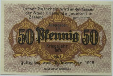 Реверс банкноты 50 пфеннигов (Германия) 1917 года