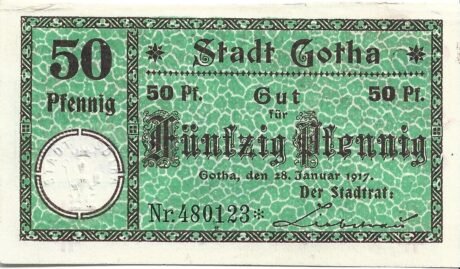 Аверс банкноты 50 fenigów (Niemcy) 1917
