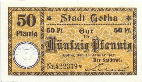 Аверс банкноты 50 fenigów (Niemcy) 1917