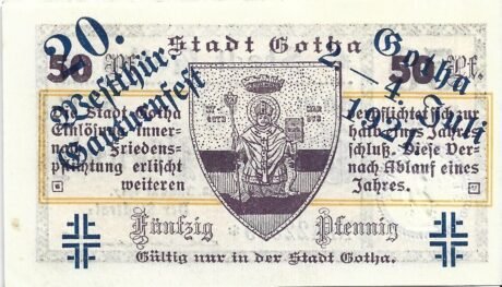 Реверс банкноты 50 fenigów (Niemcy) 1917