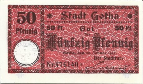 Аверс банкноты 50 fenigów (Niemcy) 1917