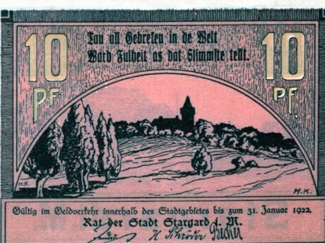 Аверс банкноты 10 fenigów (Niemcy)