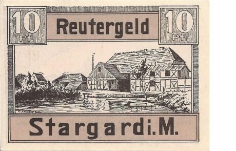 Реверс банкноты 10 fenigów (Niemcy)