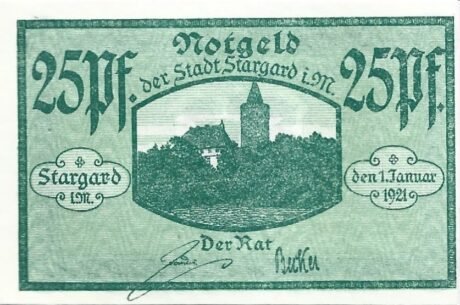 Аверс банкноты 25 fenigów (Niemcy) 1921