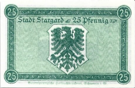 Реверс банкноты 25 fenigów (Niemcy) 1921