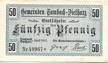 Аверс банкноты 50 fenigów (Niemcy) 1917