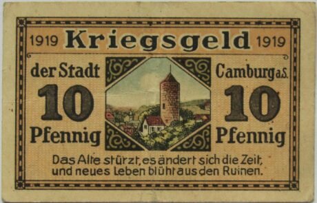 Реверс банкноты 10 fenigów (Niemcy) 1919