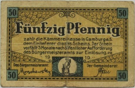 Аверс банкноты 50 fenigów (Niemcy) 1919