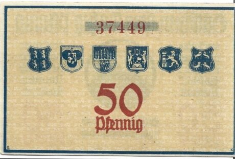 Реверс банкноты 50 fenigów (Niemcy)