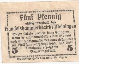 Реверс банкноты 5 fenigów Handels- und Gewerbekammer (Niemcy) 1920