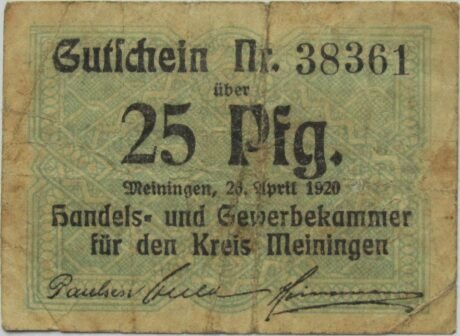 Аверс банкноты 25 пфеннигов Handels- und Gewerbekammer (Германия) 1920 года