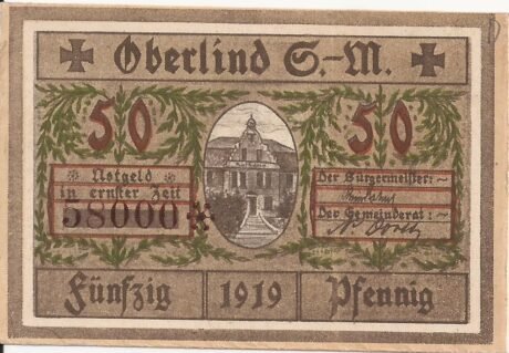 Аверс банкноты 50 fenigów (Niemcy) 1919