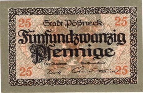 Аверс банкноты 25 fenigów (Niemcy) 1919