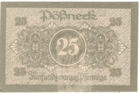 Реверс банкноты 25 fenigów (Niemcy) 1919