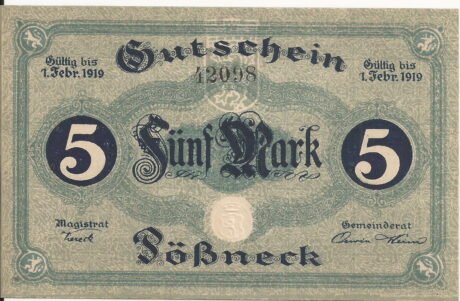 Аверс банкноты 5 marek (Niemcy) 1919