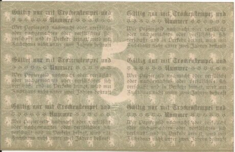 Реверс банкноты 5 marek (Niemcy) 1919