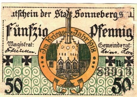 Аверс банкноты 50 fenigów (Niemcy) 1918