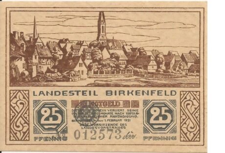 Аверс банкноты 25 fenigów (Niemcy) 1921