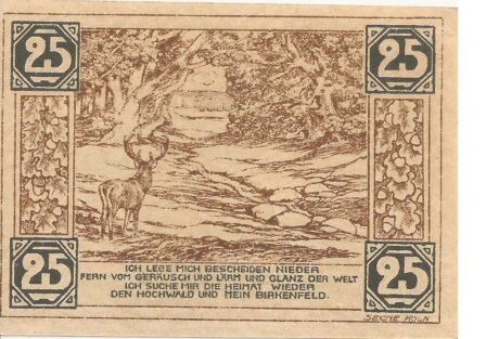 Реверс банкноты 25 fenigów (Niemcy) 1921