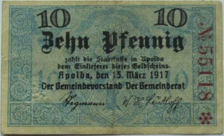 Аверс банкноты 10 пфеннигов (Германия) 1917 года