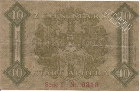 Реверс банкноты 10 marek (Niemcy) 1918