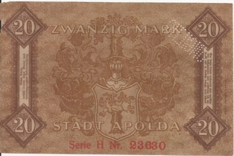 Реверс банкноты 20 marek (Niemcy) 1918