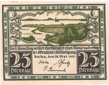 Аверс банкноты 25 fenigów (Niemcy) 1921