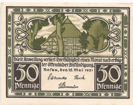 Аверс банкноты 50 fenigów (Niemcy) 1921