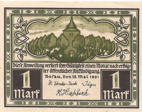 Аверс банкноты 1 marka (Niemcy) 1921