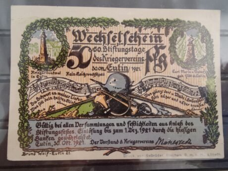 Аверс банкноты 50 fenigów Kriegerverein (Niemcy) 1921