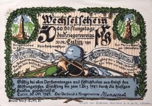 Аверс банкноты 50 fenigów Kriegerverein (Niemcy) 1921