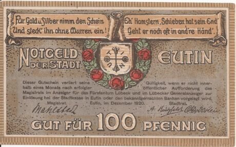 Аверс банкноты 100 fenigów (Niemcy) 1920