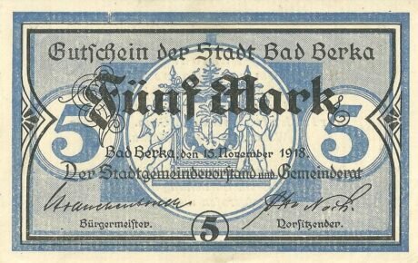 Аверс банкноты 5 marek (Niemcy) 1918