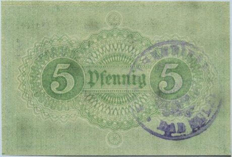 Реверс банкноты 5 fenigów (Niemcy) 1918