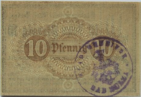 Реверс банкноты 10 fenigów (Niemcy) 1918