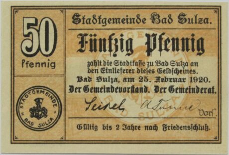 Аверс банкноты 50 fenigów (Niemcy) 1920