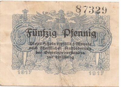 Реверс банкноты 50 fenigów (Niemcy) 1917