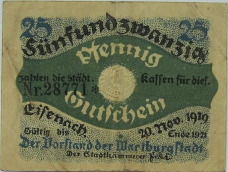 Аверс банкноты 25 fenigów (Niemcy) 1919
