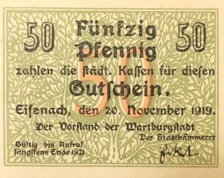 Аверс банкноты 50 fenigów (Niemcy) 1919