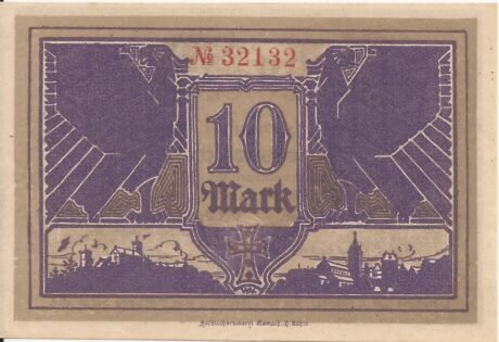Реверс банкноты 10 marek (Niemcy) 1918