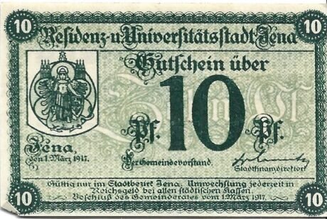 Аверс банкноты 10 fenigów (Niemcy) 1917