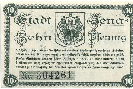 Реверс банкноты 10 fenigów (Niemcy) 1917